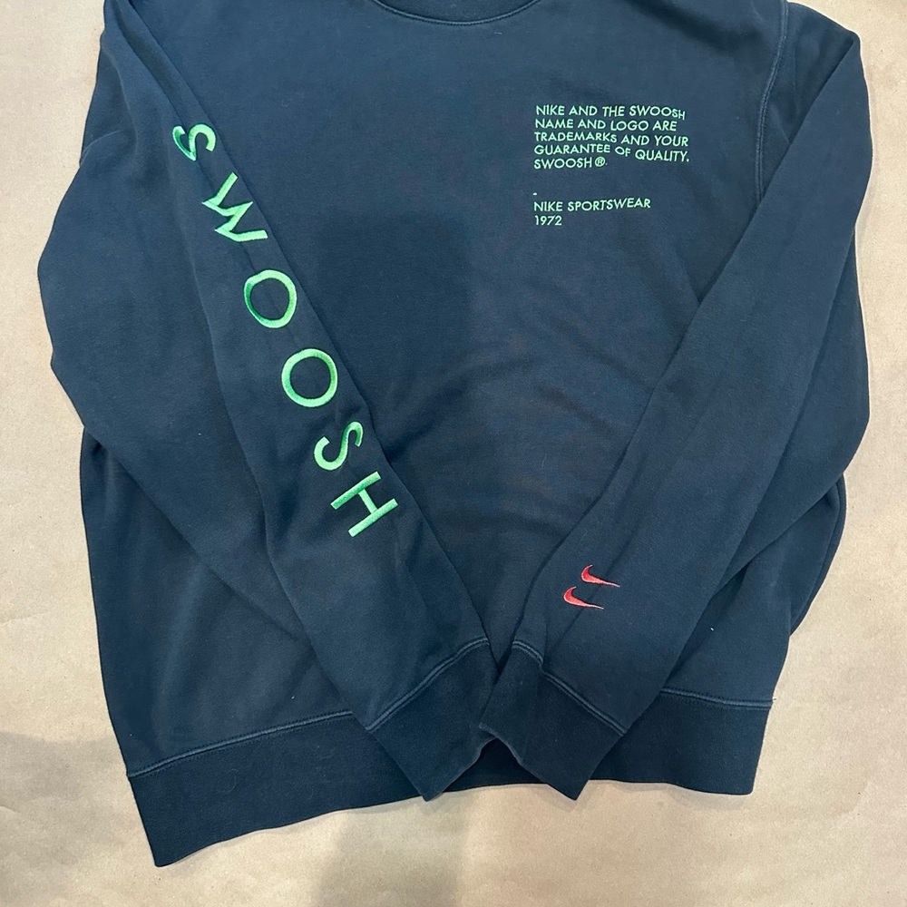 Nike Black Sweatshirt with Green Text- medium - oversized/ baggy